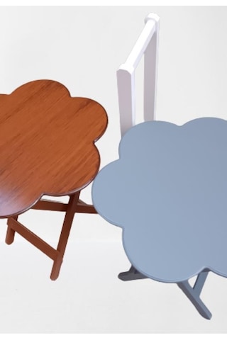 1448bng90100çanta Zigon Sehpa Papatya Model İkili Takım Ahşap Mdf Ceviz Ve Gri Renk El Yapım