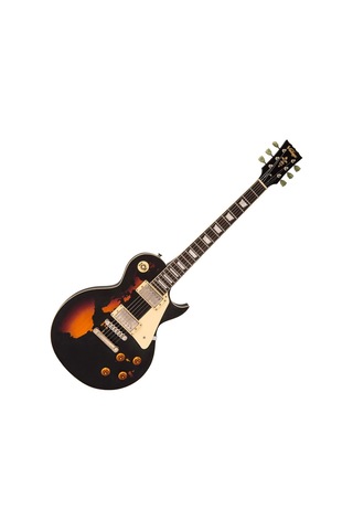 Vintage V100 Icon Elektro Gitar - Distressed Black Over Sunburst