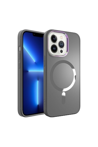 Apple Uyumlu iPhone 12 Pro Max Uyumlu Magsafe Wireless Şarj Özellikli Zore Stil Kılıf-siyah Siyah -