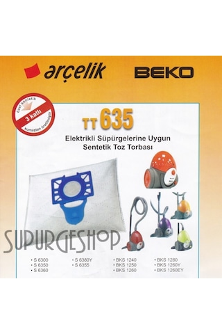 Arçelik Uyumlu -Beko 6350 6355 6355Yp 6360 6380Y Süpürge Torbası 20 Adet (144125064)