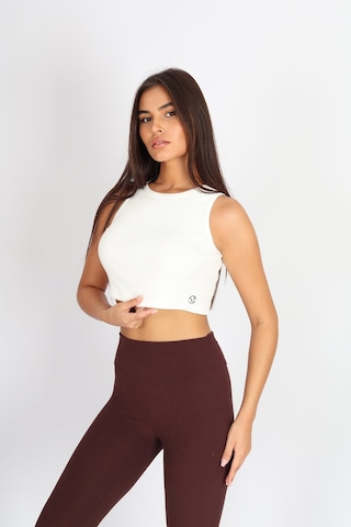 Soft&Basic Kadın Beyaz Basic Halter Yaka Esnek Biyeli Kaşkorse Kumaş Crop Top Body Atlet Beyaz