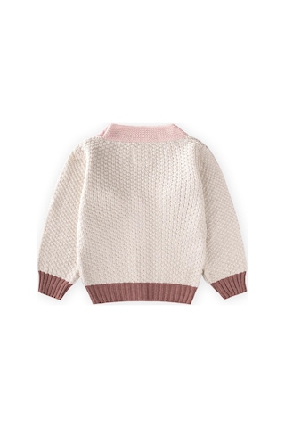 Triko Düğmeli Hırka 2-8 Yaş Naturel Pembe Pembe