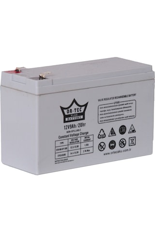 Or-tec Ortec 12 V 9 Ah Beyaz Akü Yüksek Kapasite Güç Kaynağı Çeşitli Kullanım Alanları İçin