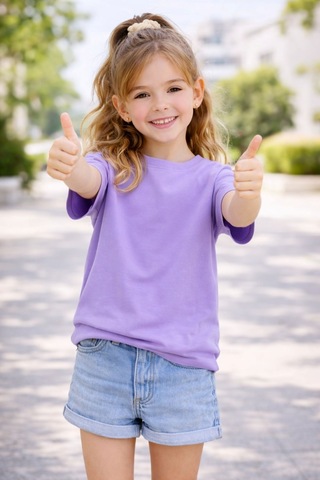 Zuzunga Unisex Basic Kısa Kollu Çocuk T-shirt Mor