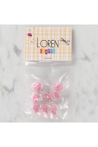 Loren Crafts 8 Li Şeffaf Pembe Araba Düğme - 249