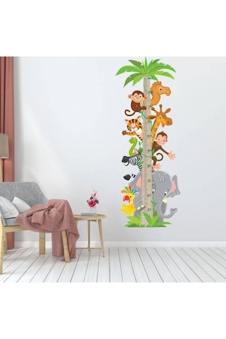Sevimli Hayvanlar Temalı Boy Ölçer Duvar Sticker Seti