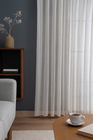 Natural Modern File Dokulu Keten Tül Perde Pileli Salon Oturma Odası Yatak Odası Çocuk Odası Açık Gri