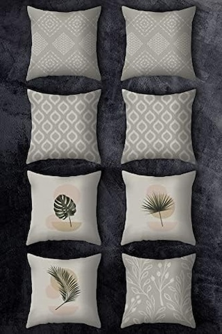 Emnasa Çift Tarafı Baskılı 43x43 Kırlent Kılıfı 8'li Set Kombini 50 x 22