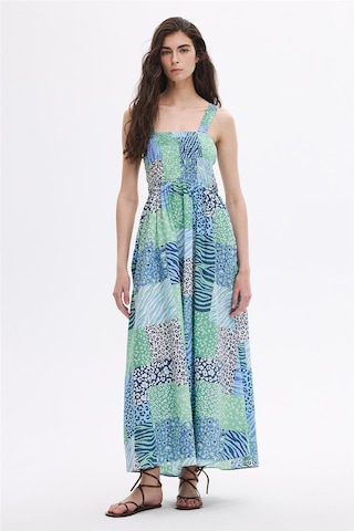 Sherin Mint Gipe Detaylı Midi Elbise-mint