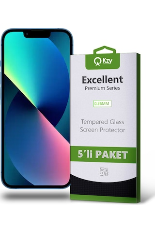 Apple Uyumlu   iPhone 13 ile Temperli Ekran Koruyucu Kırılmaz Cam Ekonomik 5'li Paket