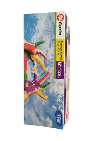 Parmak Boya 12 Renk 1 Adet Fixpoint 25 Ml 12 Li Parmak Boya Resim Dersi Su Bazlı Resim Okul Öncesi Kreş Anasınıfı Çok Renkli