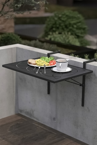 Lazer Kesim Katlanır Metal Balkon Masası