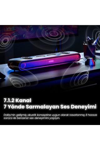 Oxs Thunder Pro+ Gaming Soundbar, Kablosuz Yastık Hoparlör, 7.1.2 Dolby Atmos HDMI eARC, 3D Ses, 180W