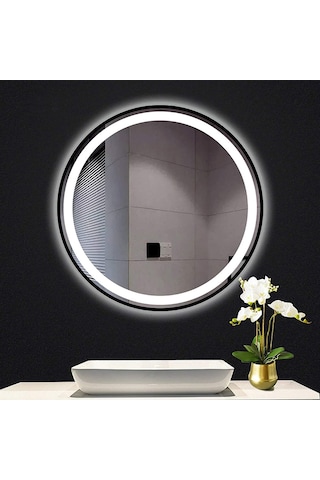 70 CM Kumlamalı Ledli Yuvarlak Ayna Banyo Aynası Dekoratif Ayna B
