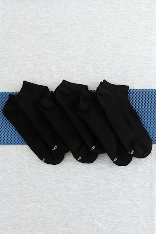 Sensu File Örgü Unisex 6'lı Patik Çorap Siyah Siyah
