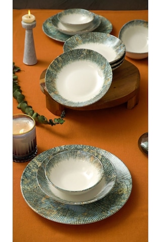 Heda Porselen Eksen 18 Parça 6 Kişilik Porselen Yemek Takımı
