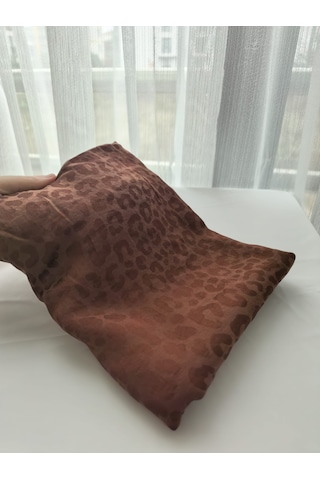 Laurel Scarf Leopar Desen Pamuk Ayrobin Jakar Şal Kiremit