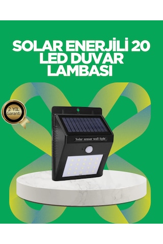 Solar Enerjili 20 Led Hareket Sensörlü Duvar Lambası 11