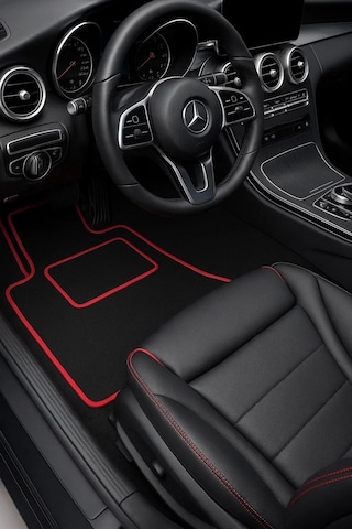 5 Parça Universal Topuk Destekli Oto Halı Paspas Takımı Kenar Renk Kırmızı