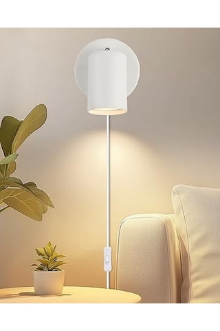 Riolight Modern1 Beyaz Hareketli Başlık Gün Işığı Fişli,kablolu,anahtarlı Metal Spot Ampül Dahil Beyaz