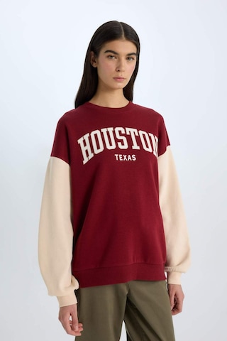 DeFacto Oversize Geniş Kalıp Bisiklet Yaka Baskılı Kalın Sweatshirt E3228AX24WNBR169