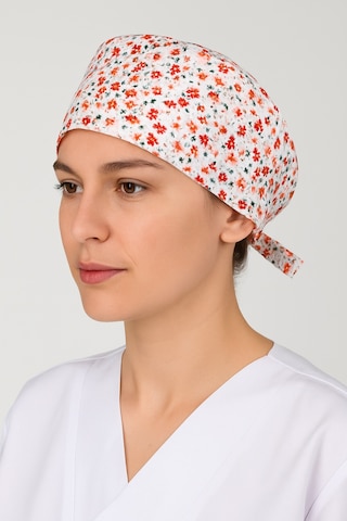 Kırmızı Çiçekli Doktor Hemşire Aşçı Hastane Bonesi Bandana M454