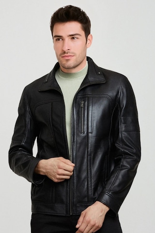 Derije Mateo Hakiki Deri Erkek Siyah Mont