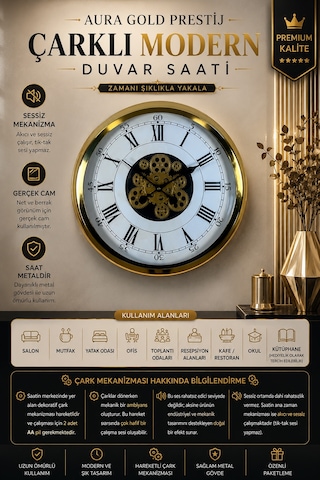 Aurelius Gold 60 Cm Çarklı Duvar Saati C-6056g