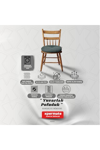 Pofuduk Yuvarlak Sandalye Minderi Mutfak, Balkon, Bahçe Dekoratif Oturma Minderi Yumuşak Dolgu Gri