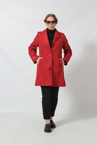 1670 Düğmeli Cep Detaylı Bondit Ceket Kırmızı