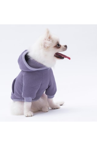Koyu Lila Kanguru Cepli Kedi-köpek Hoodie- Sweatshirt Kedi Köpek Kıyafeti