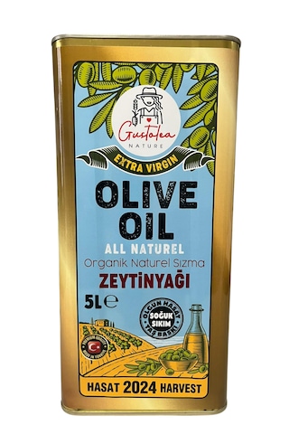 Gustolea Nature Organik Bebek Soğuk Sıkım Naturel Sızma Zeytinyağı 5 L