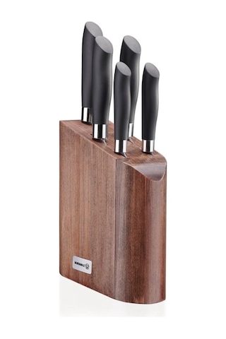 Korkmaz Nero 6 Parça Bıçak Seti Ahşap Standlı