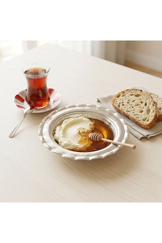 Shark Anatolia Premium Kalın Bakır Derin Meze, Kahvaltı Ve Çerez Sunum Tabağı 15 Cm Beyaz, Çirtik Kenarlı Osmanlı Stil Şef Sunum Serisi Renkli