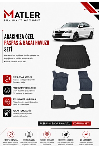 Skoda Octavia 2019 Model 4d Ekstra Havuzlu Paspas Ve Bagaj Havuzu Set