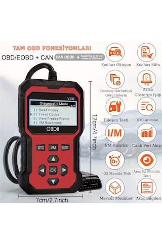 Arıza Tespit Cihazı Obd2 Araba Motor Hata Kodu Silme Tüm Araçlara Motor Lamba Söndürme Yeni Sürüm