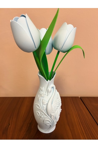 Vazo Dekoratif 3d Açık Mavi