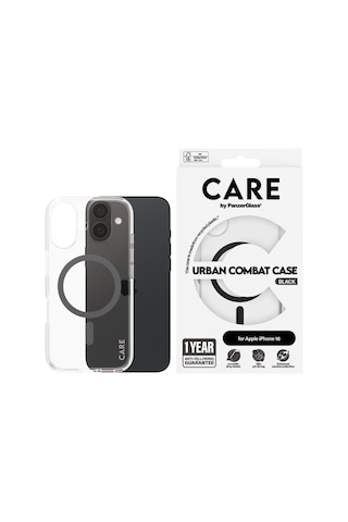 Flagship Apple Uyumlu iPhone 16 Magsafe Urban Combat Şeffaf-siyah Telefon Kılıfı Siyah