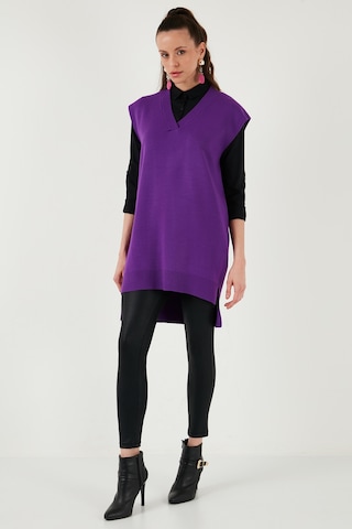 Lela V Yaka Arkası Uzun Triko Bayan Süveter 4616082Y Mor