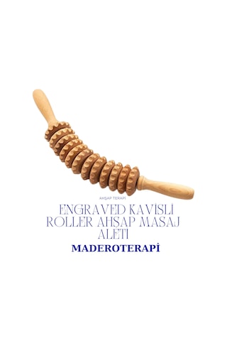 Maderoterapi Engraved Kavisli Roller Ahşap Masaj Aleti