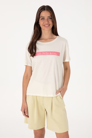 U.S. Polo Assn. Kadın Krem Bisiklet Yaka Tişört 50299669-VR071