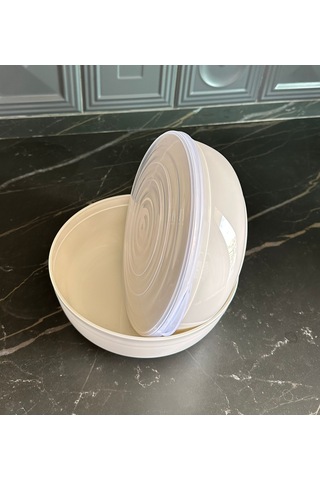 2 Adet 2350 Ml Kapaklı Ve Kapaksız Chef Kase Seti 2 Parça krem