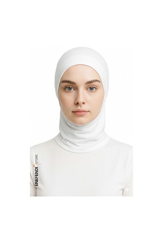 Nf Nd Enefendi Boyunluklu Spor Bone Beyaz Tesettür Hijab Geçmeli Hazır Bone Rahat Ve Şık Penye Kullanım