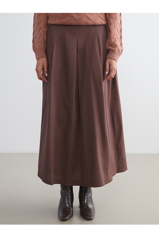 Lcwaıkıkı Classic Kahverengi Beli Lastikli Poplin Pileli Etek