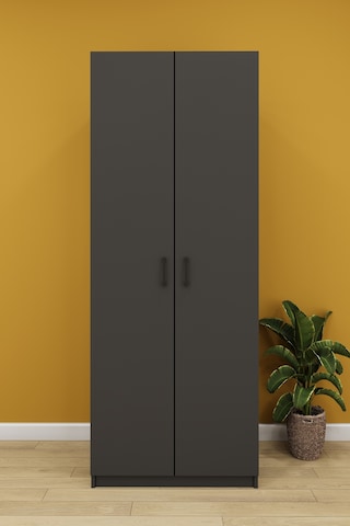 Lüks 2 Kapaklı Çok Amaçlı Yüklük Gardırop %100 Mdf Yatak Yorgan Yastık Saklama Dolabı Yk01 Antrasit