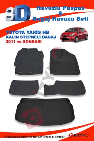 Toyota Uyumlu Yaris Hb Kalın Stepne 2011 Ve Sonrası Paspas Ve Bagaj Havu