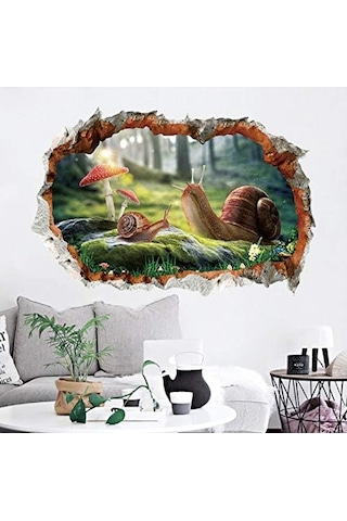 Kırık Duvar Salyangozu 3d Duvar Stickerı Duvar Çıkartması Duvar Kağıdı Poster Sanatçısı Ev Dekorasyonu Pvc Kendinden Yapışkanlı Çıkarılabilir 40 58 Cm Şeffaf