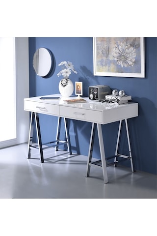 Olivia Paslanmaz Metal Beyaz Çalışma Masası