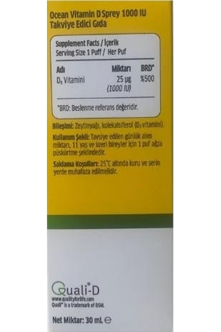 Ocean Vitamin D3 1000 Iu 30 Ml Sprey