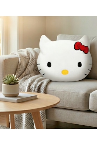 30 Cm Hello Kitty Peluş Yastık Sevimli Kedi Tasarımlı Yumuşak Peluş Oyuncak Beyaz